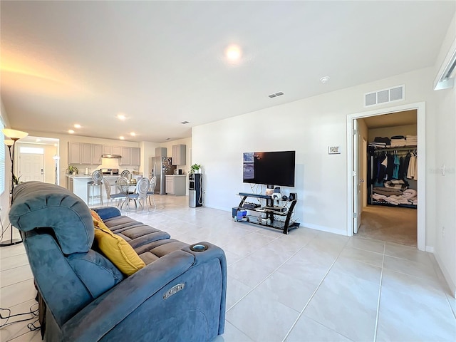 view of tiled living room