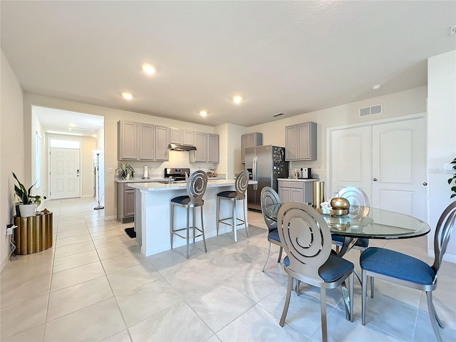 view of tiled dining area