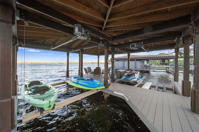 dock area featuring a water view