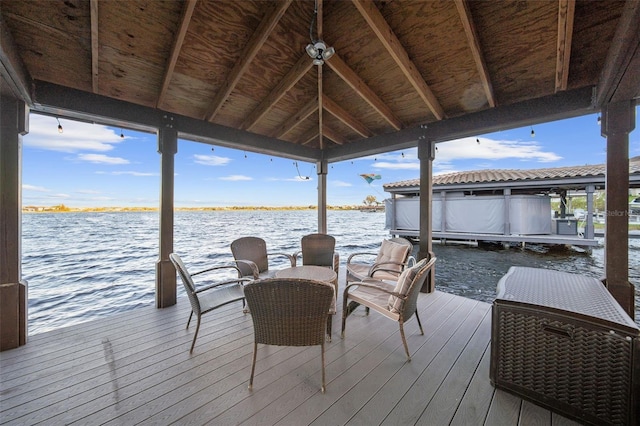 dock area featuring a water view