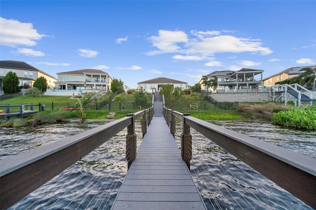 view of dock featuring a water view