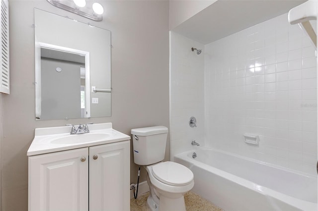 full bathroom featuring vanity, toilet, and tiled shower / bath combo