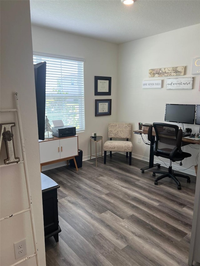 office space featuring hardwood / wood-style floors