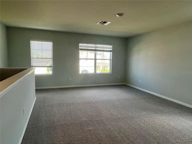 spare room with carpet flooring and a textured ceiling