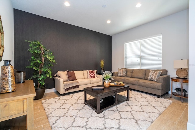 living room featuring light hardwood / wood-style flooring