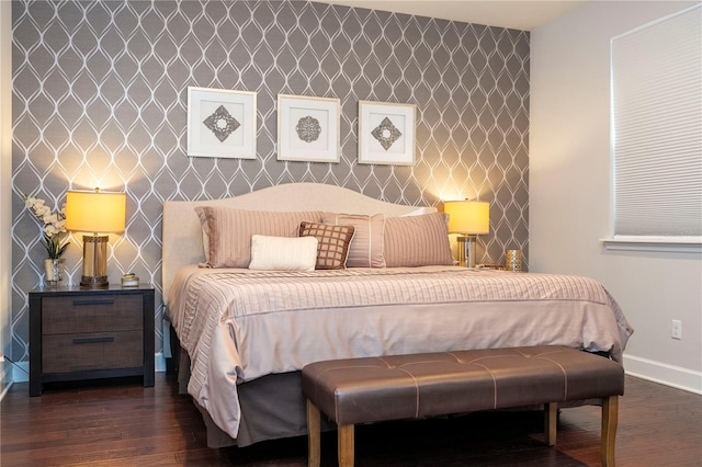 bedroom featuring dark hardwood / wood-style flooring