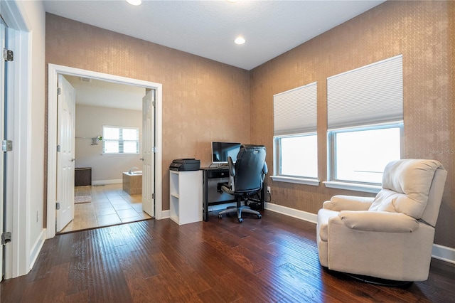 office space featuring wood-type flooring