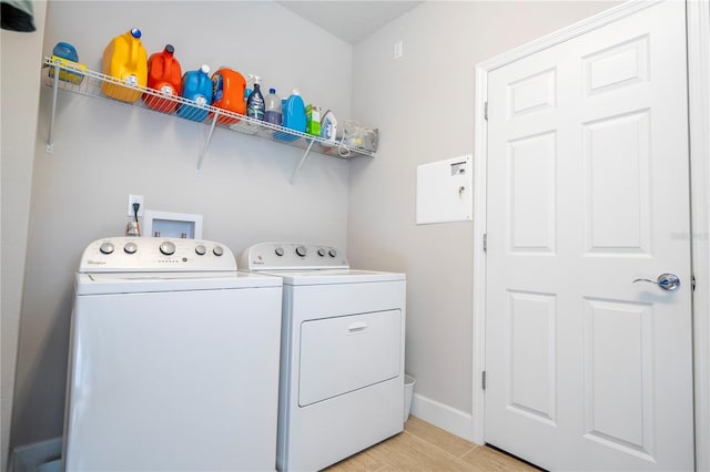 laundry room featuring independent washer and dryer and light hardwood / wood-style flooring