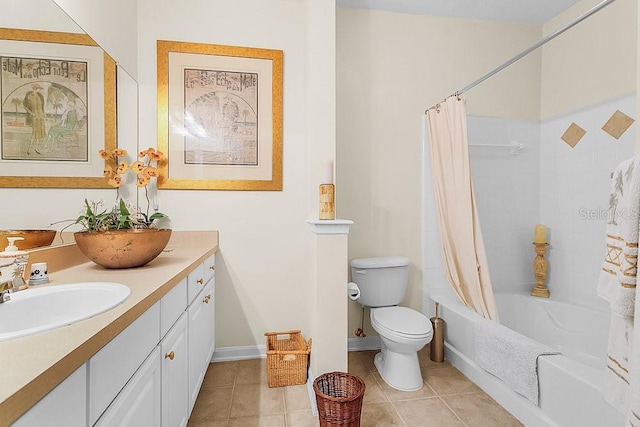 12843 Madison Pointe Cir Unit 107, Orlando, FL 32821 - full bathroom with vanity, shower / bathtub combination with curtain, and tile patterned floors