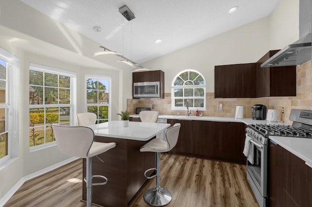 kitchen featuring stainless steel appliances, extractor fan, and a healthy amount of sunlight