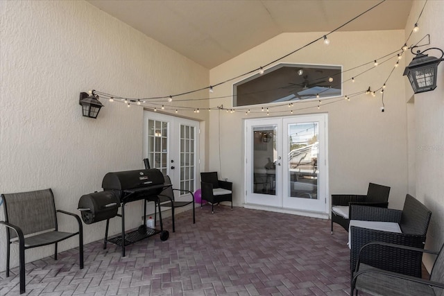 view of patio / terrace featuring area for grilling and french doors