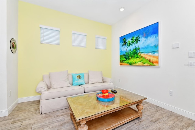 living room with light wood-type flooring