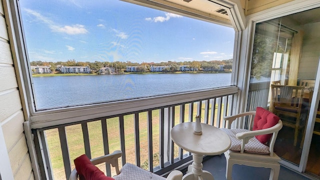 balcony with a water view