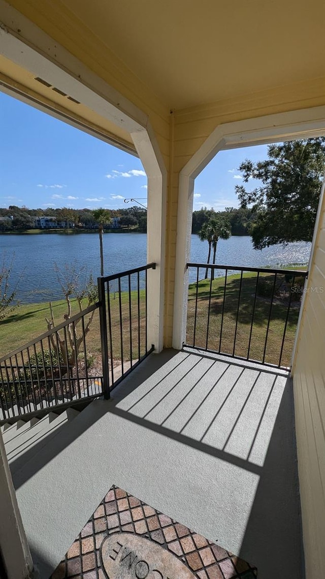 balcony with a water view