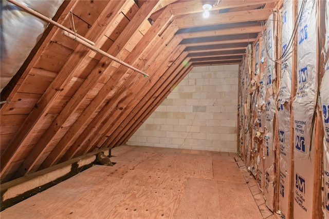 view of unfinished attic