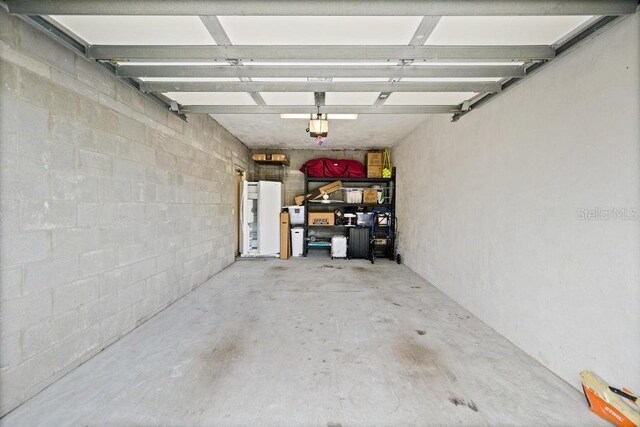 garage with a garage door opener