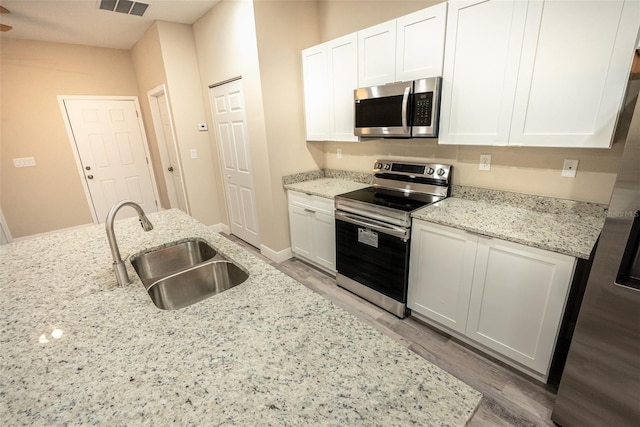 kitchen featuring sink, white cabinets, and stainless steel appliances