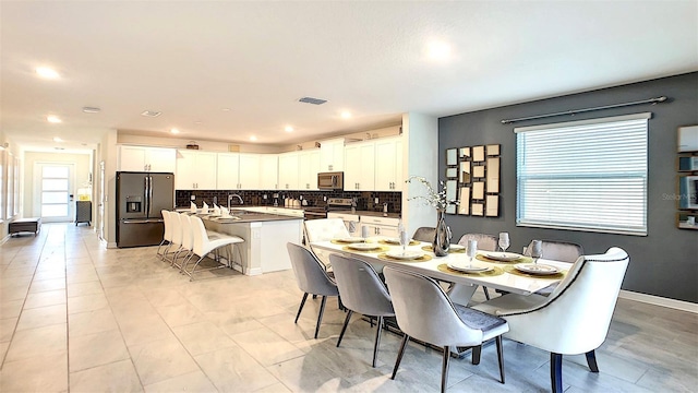 view of tiled dining area