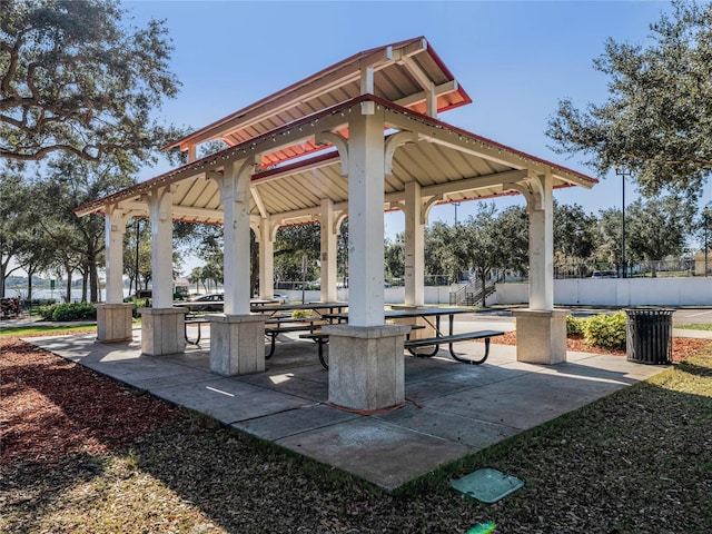 view of community with a gazebo