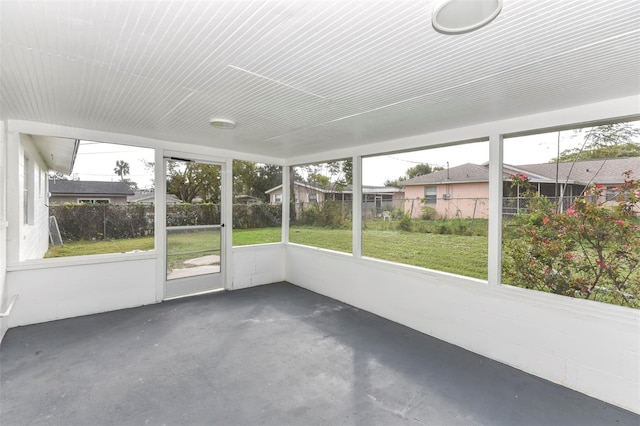 view of unfurnished sunroom