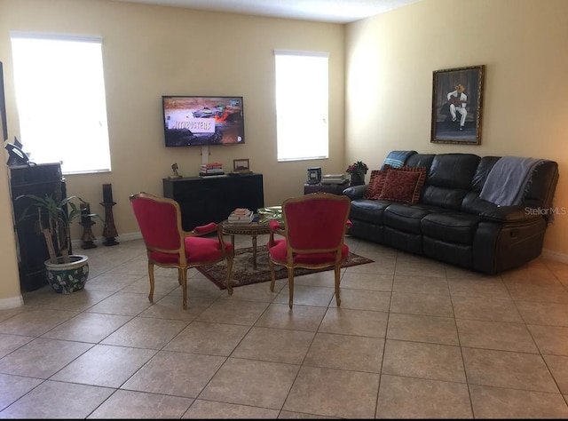 view of tiled living room