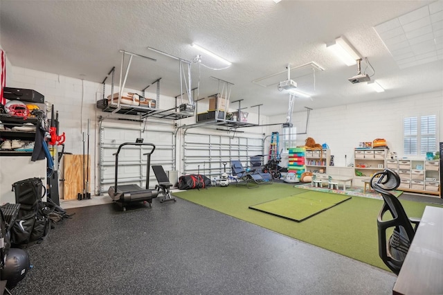 garage with a garage door opener