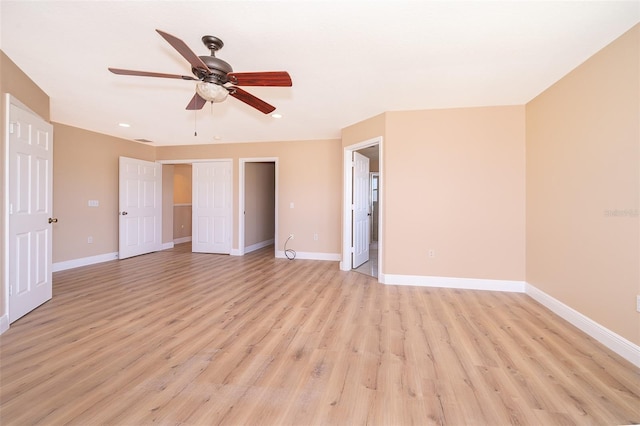 interior space featuring ceiling fan and light hardwood / wood-style floors