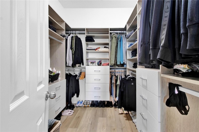 walk in closet featuring light wood-type flooring