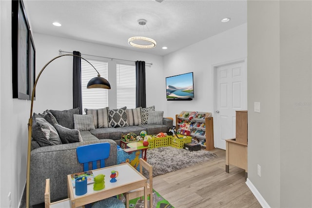 living room featuring light hardwood / wood-style flooring