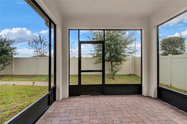 view of unfurnished sunroom