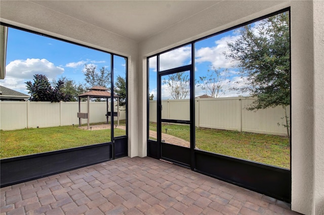 view of unfurnished sunroom