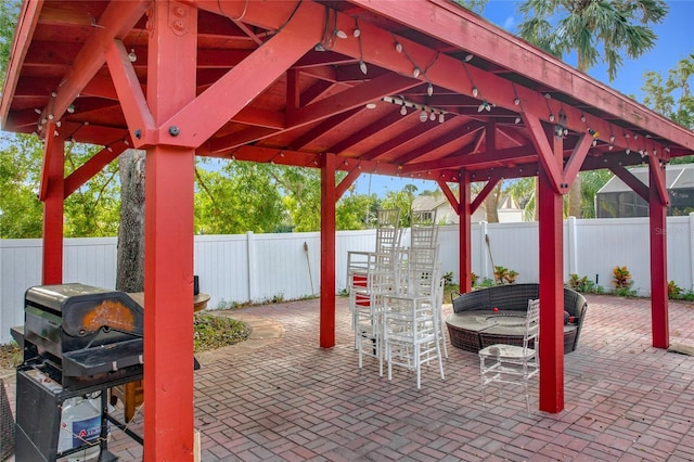 view of patio featuring a gazebo