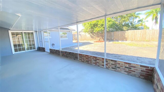 view of unfurnished sunroom