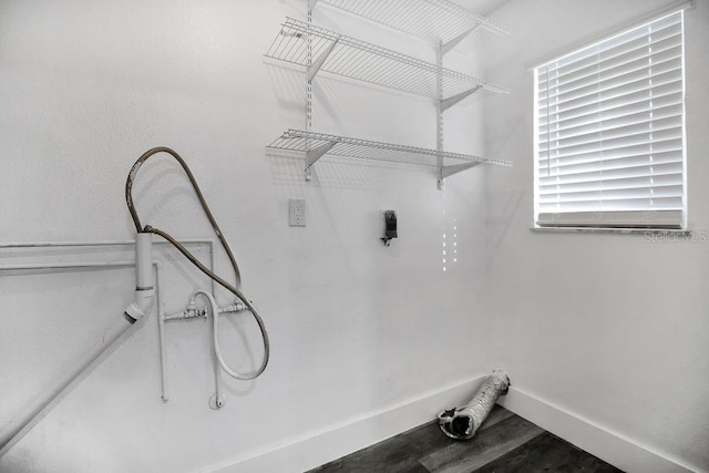 laundry room with hardwood / wood-style floors