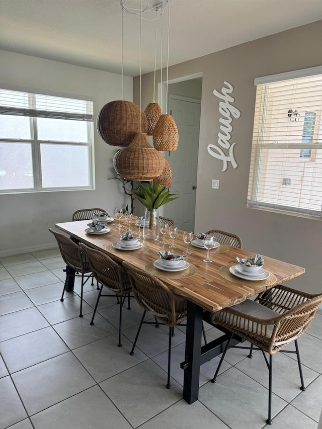 tiled dining room featuring a wealth of natural light