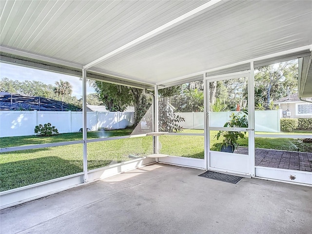 view of unfurnished sunroom