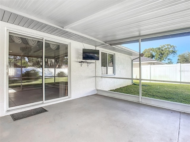 view of unfurnished sunroom