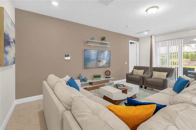 view of tiled living room