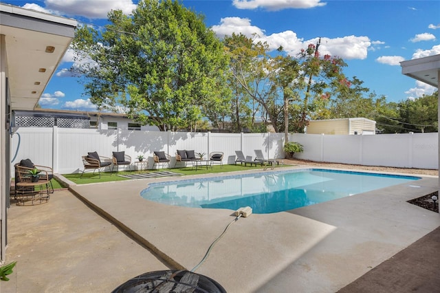 view of pool featuring an outdoor hangout area and a patio