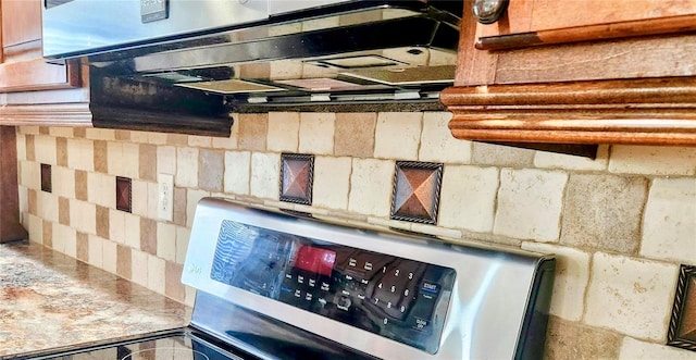 details with stainless steel range and range hood