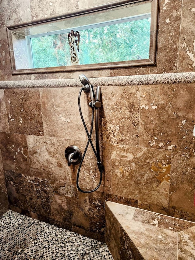 details with tiled shower