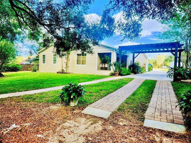 exterior space with a pergola