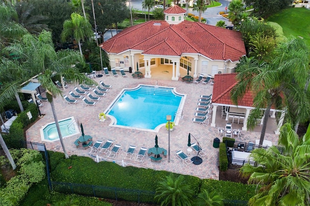 view of swimming pool featuring a patio