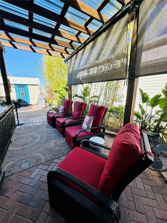 view of patio / terrace featuring a pergola