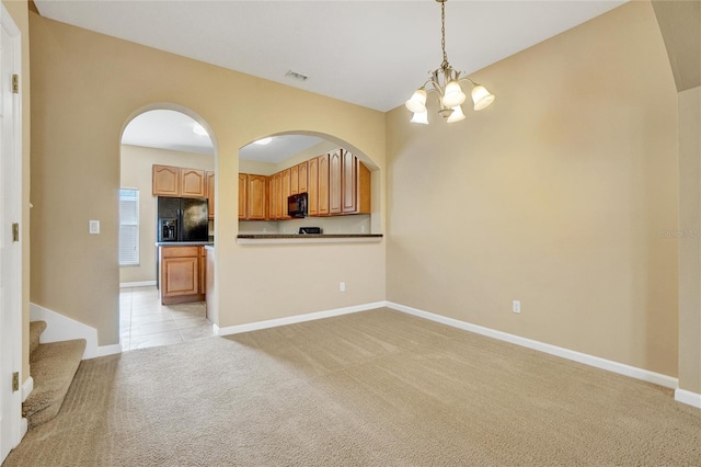 interior space featuring a chandelier