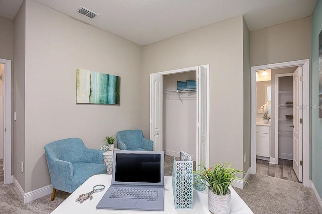 home office featuring carpet