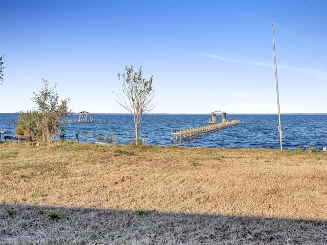 water view with a boat dock