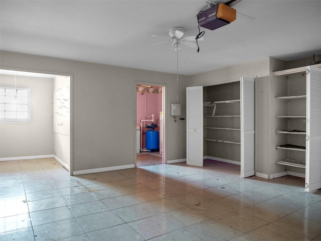 unfurnished bedroom featuring ceiling fan and light tile patterned floors