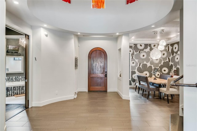 foyer featuring light hardwood / wood-style floors