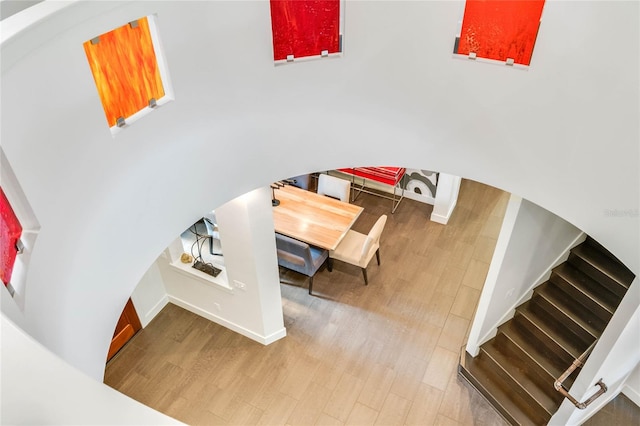 dining area with hardwood / wood-style flooring